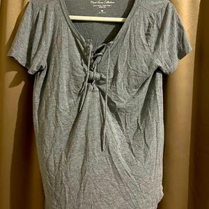 Hollister grey lace up front shirt